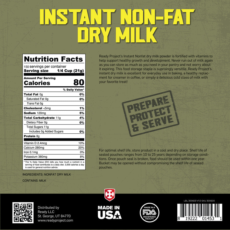 Ready Project® Instant Non-Fat Dry Milk (150 Servings)